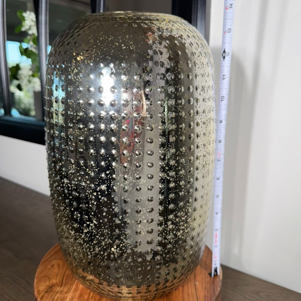 Large Mercury Glass Nubby Vase | Silver Textured Decorative Table Vase - Picture 6 of 8